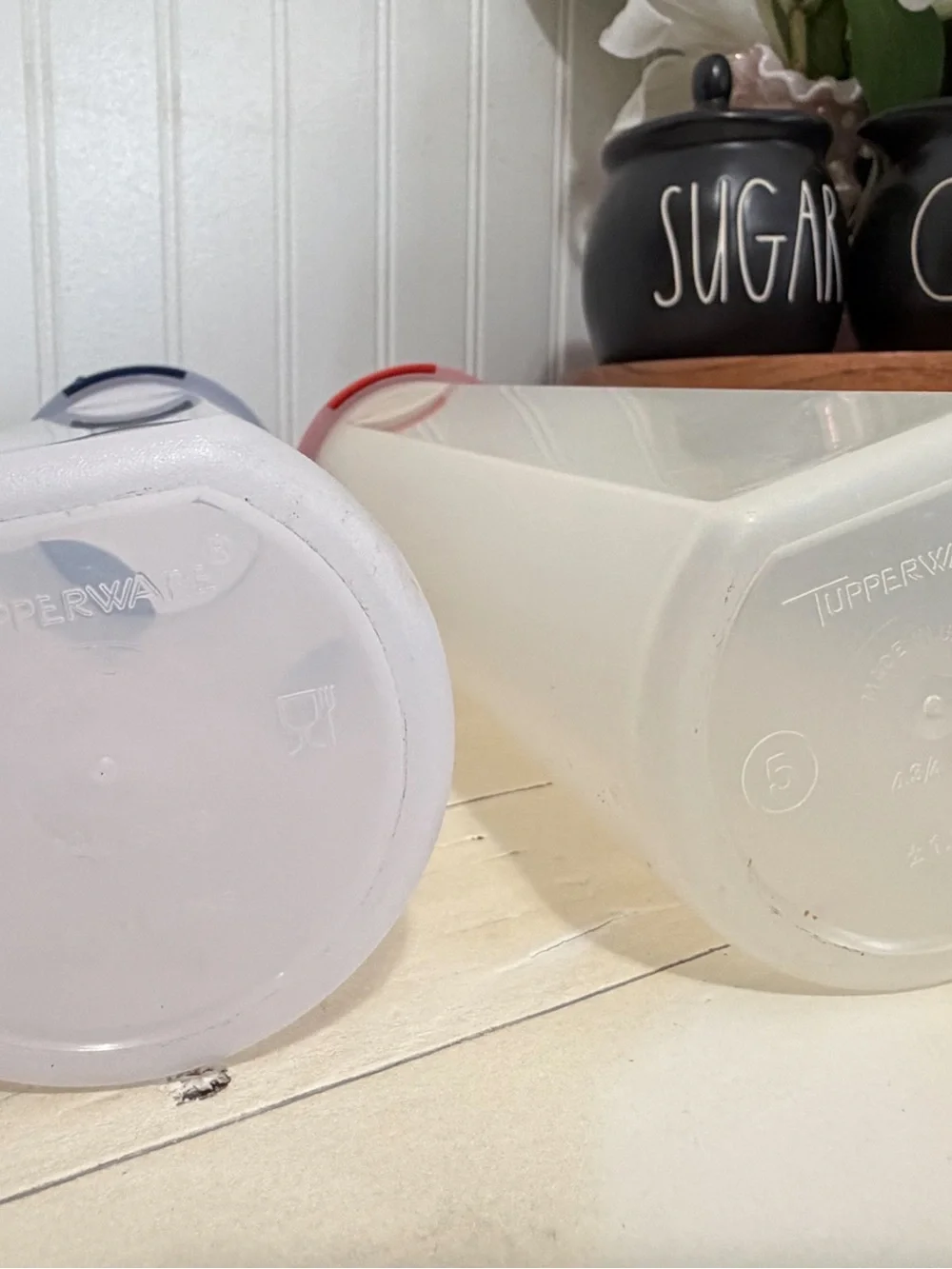 Vintage Tupperware Spaghetti Keepers Pasta Storage Containers Set of 2 Red Blue